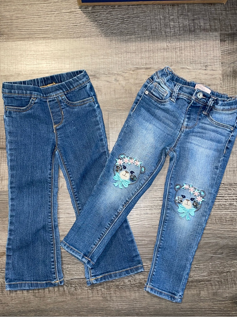 Carter's Girls 2T Flare Jeans Squeeze 3T Jeans Floral Bears Toddler 2 Pair